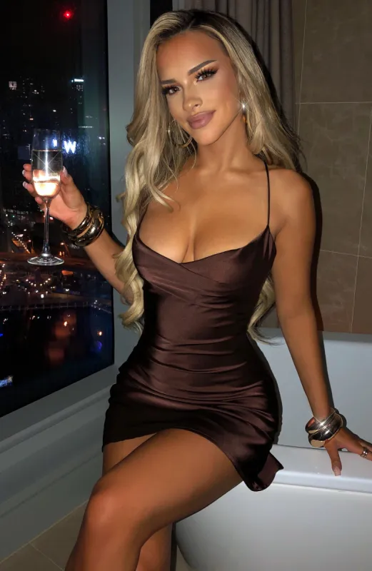 Avianna Mini Dress - Chocolate sold by Babyboo Fashion