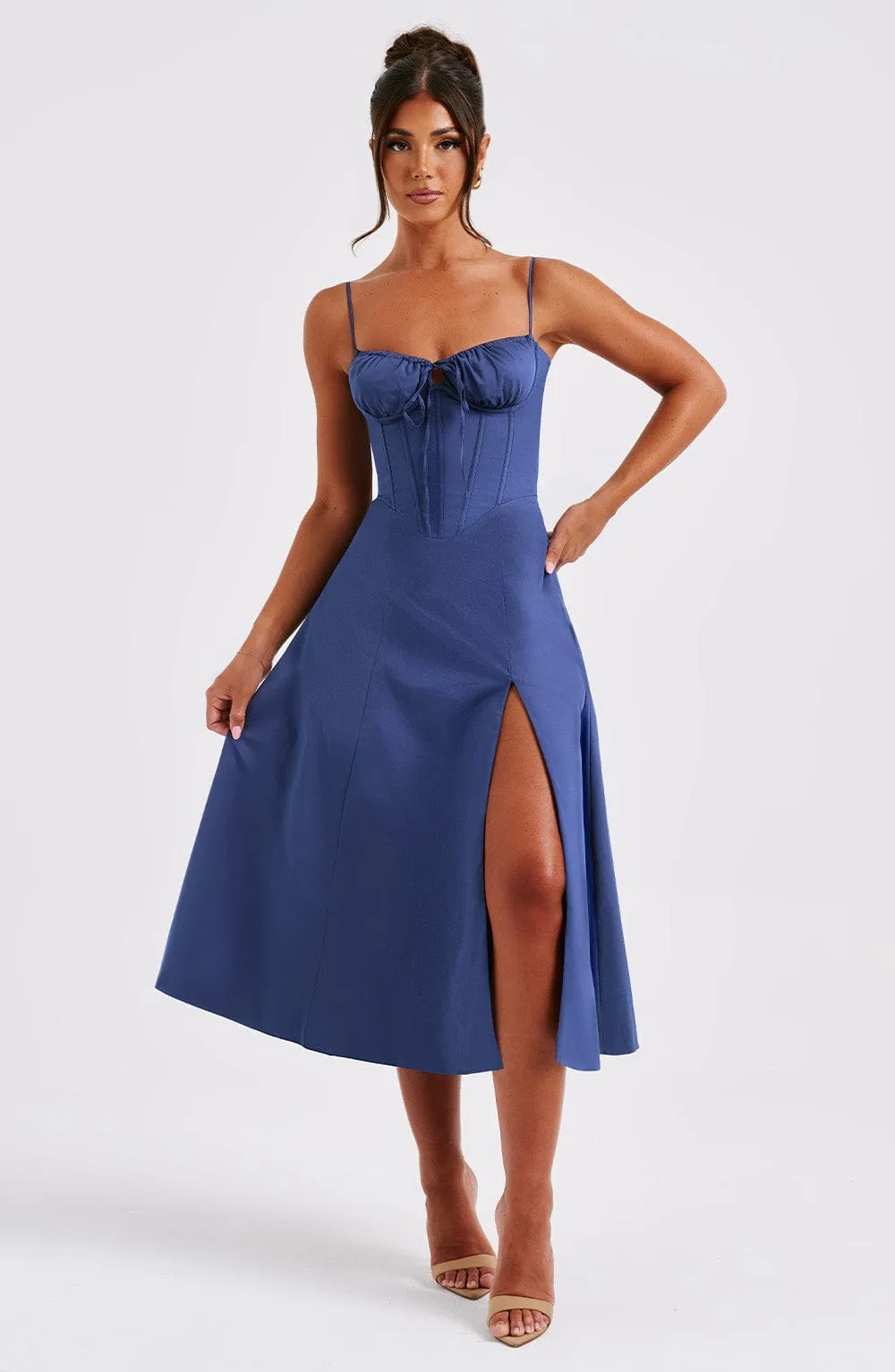 Deanna Midi Dress - Navy sold by Babyboo Fashion