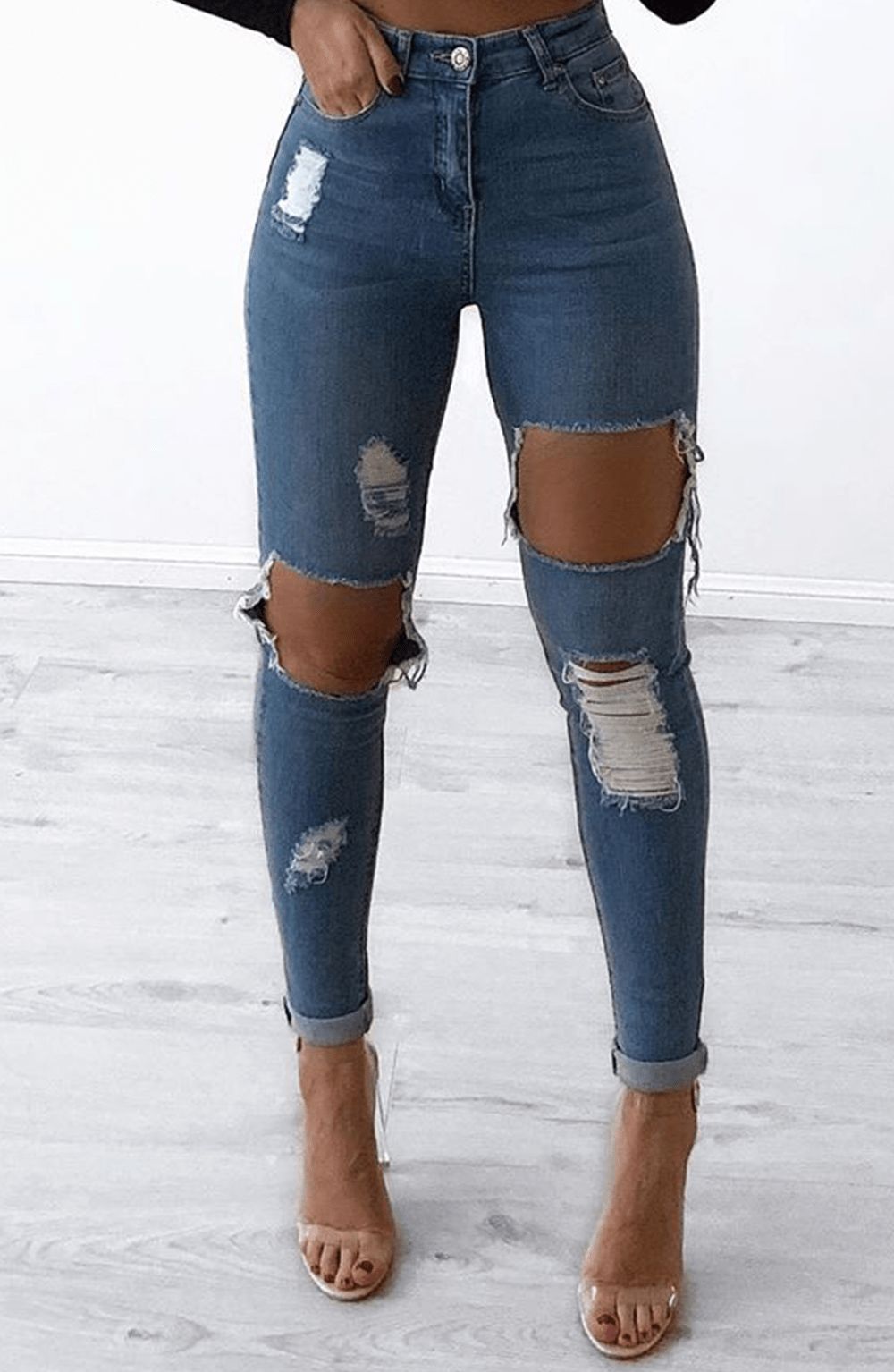 Honey Crush Jeans High Waisted - Blue Denim sold by Babyboo Fashion