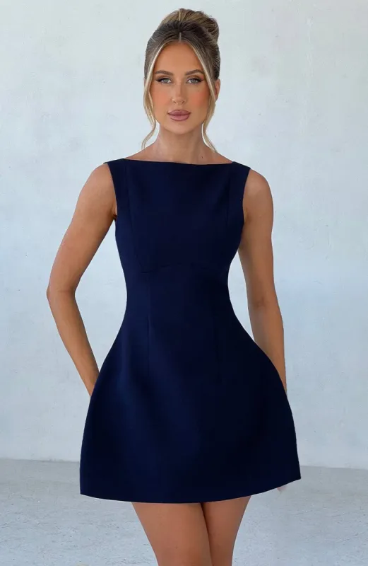 Alana Mini Dress - Navy sold by Babyboo Fashion