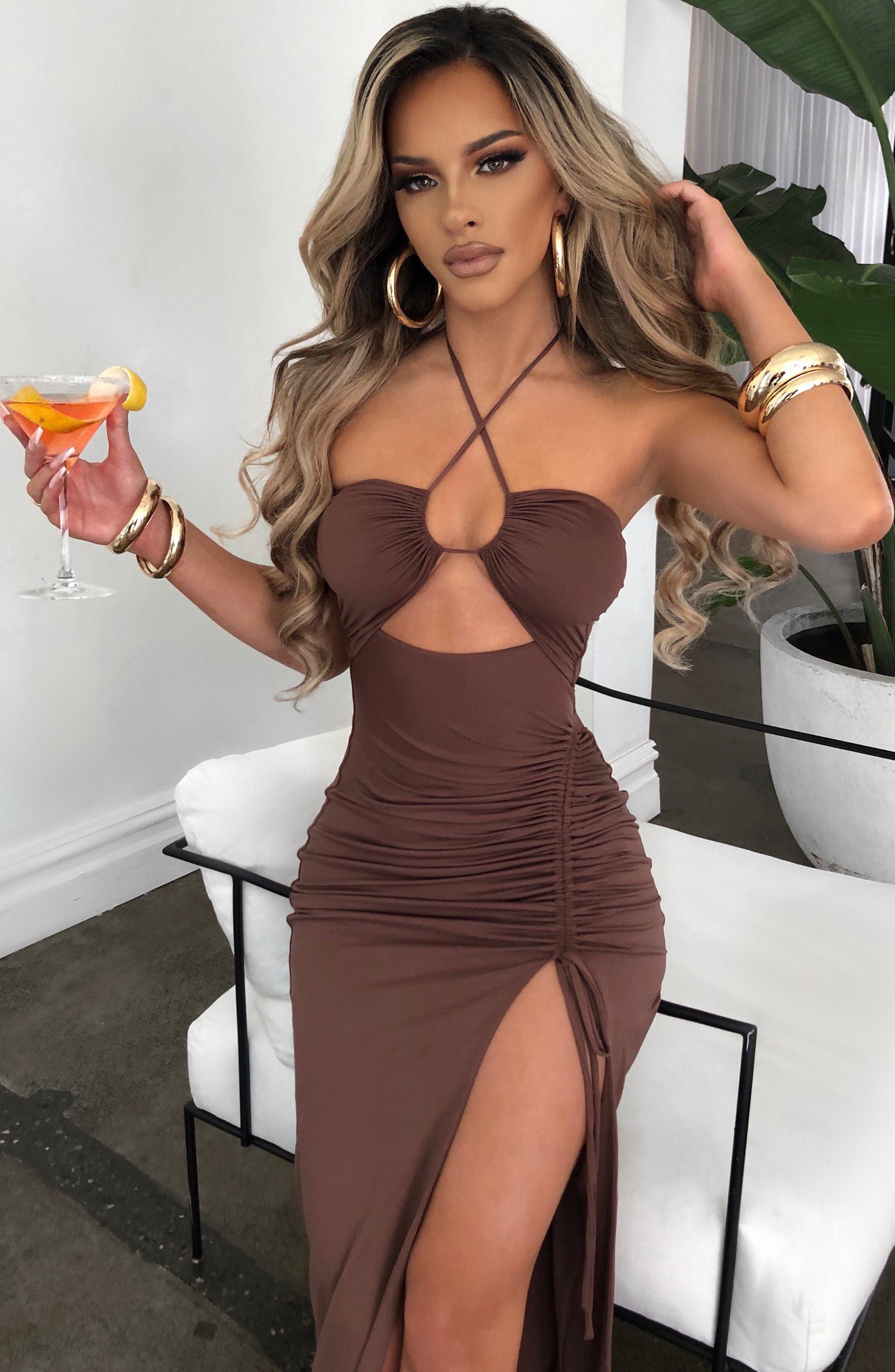 Athina Maxi Dress - Chocolate sold by Babyboo Fashion