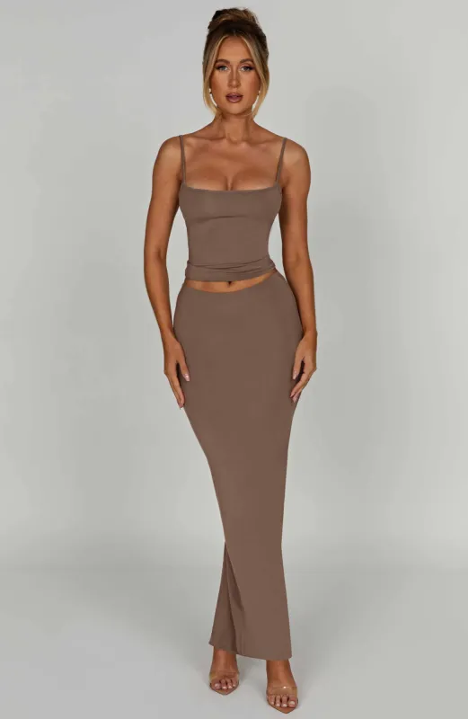 Yazmin Maxi Skirt - Mocha sold by Babyboo Fashion
