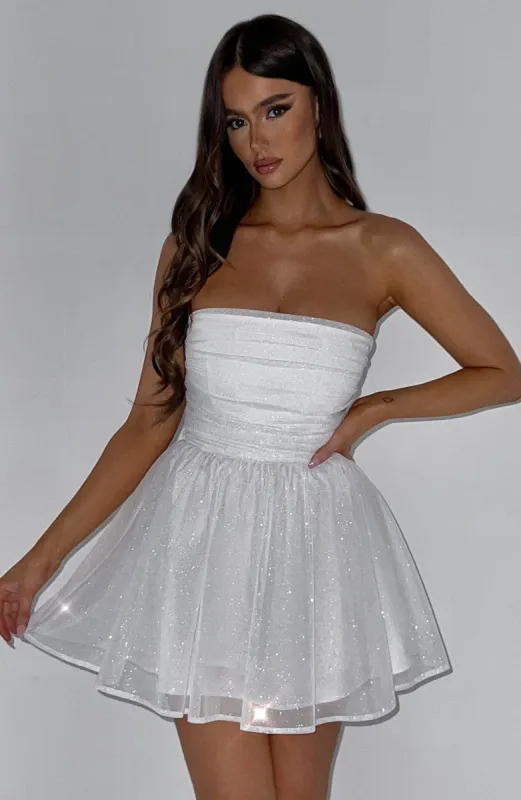 Katrina Mini Dress - Ivory Sparkle sold by Babyboo Fashion