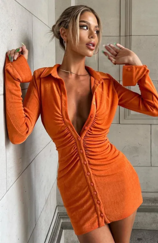 Kyesha Mini Dress - Apricot sold by Babyboo Fashion