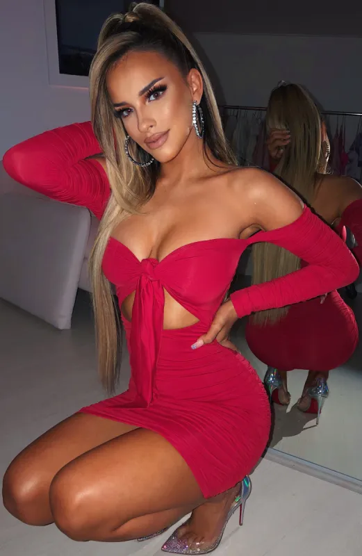 Maddison Mini Dress - Red sold by Babyboo Fashion