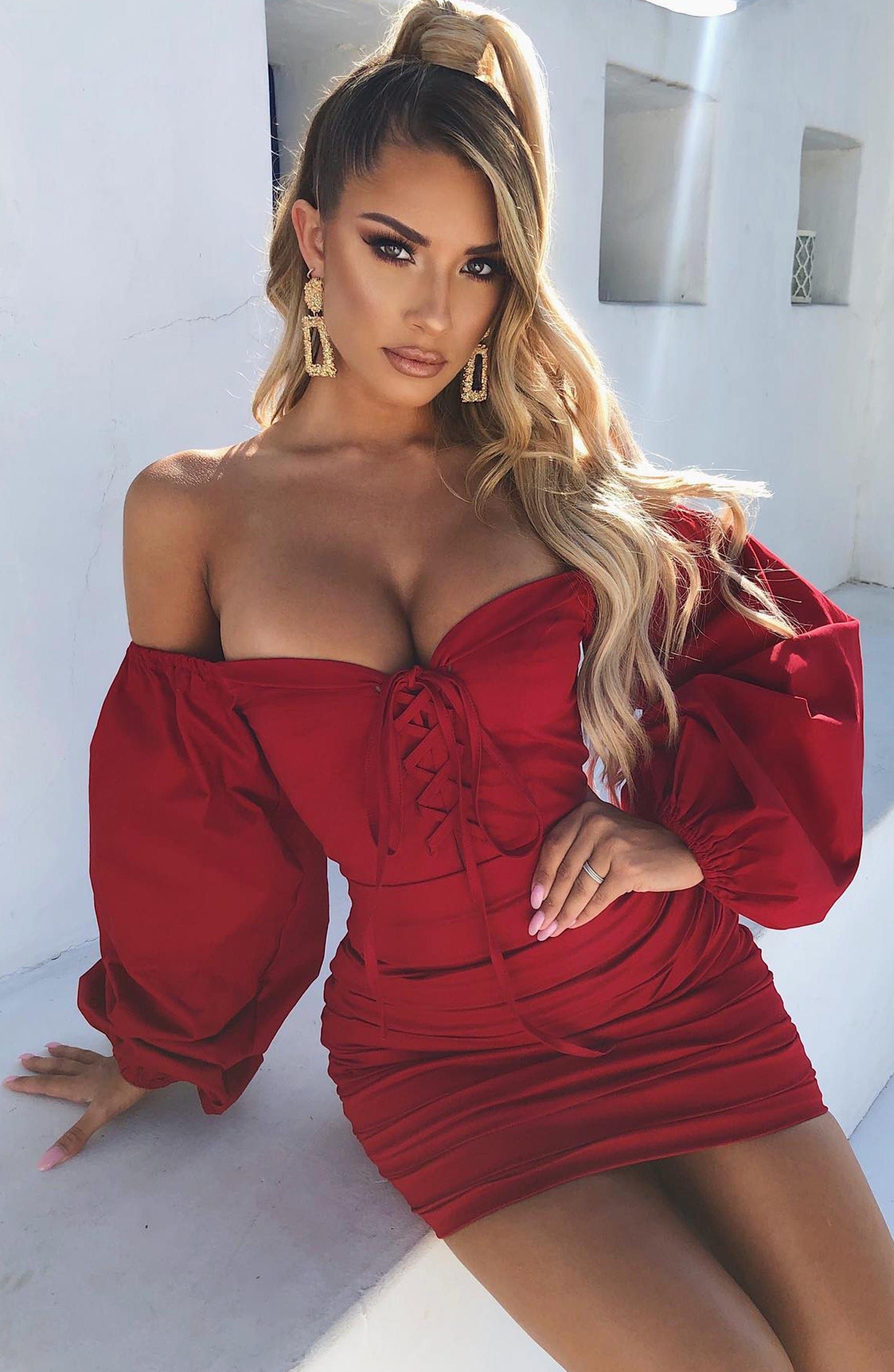 Tiffany Mini Dress - Burgundy sold by Babyboo Fashion