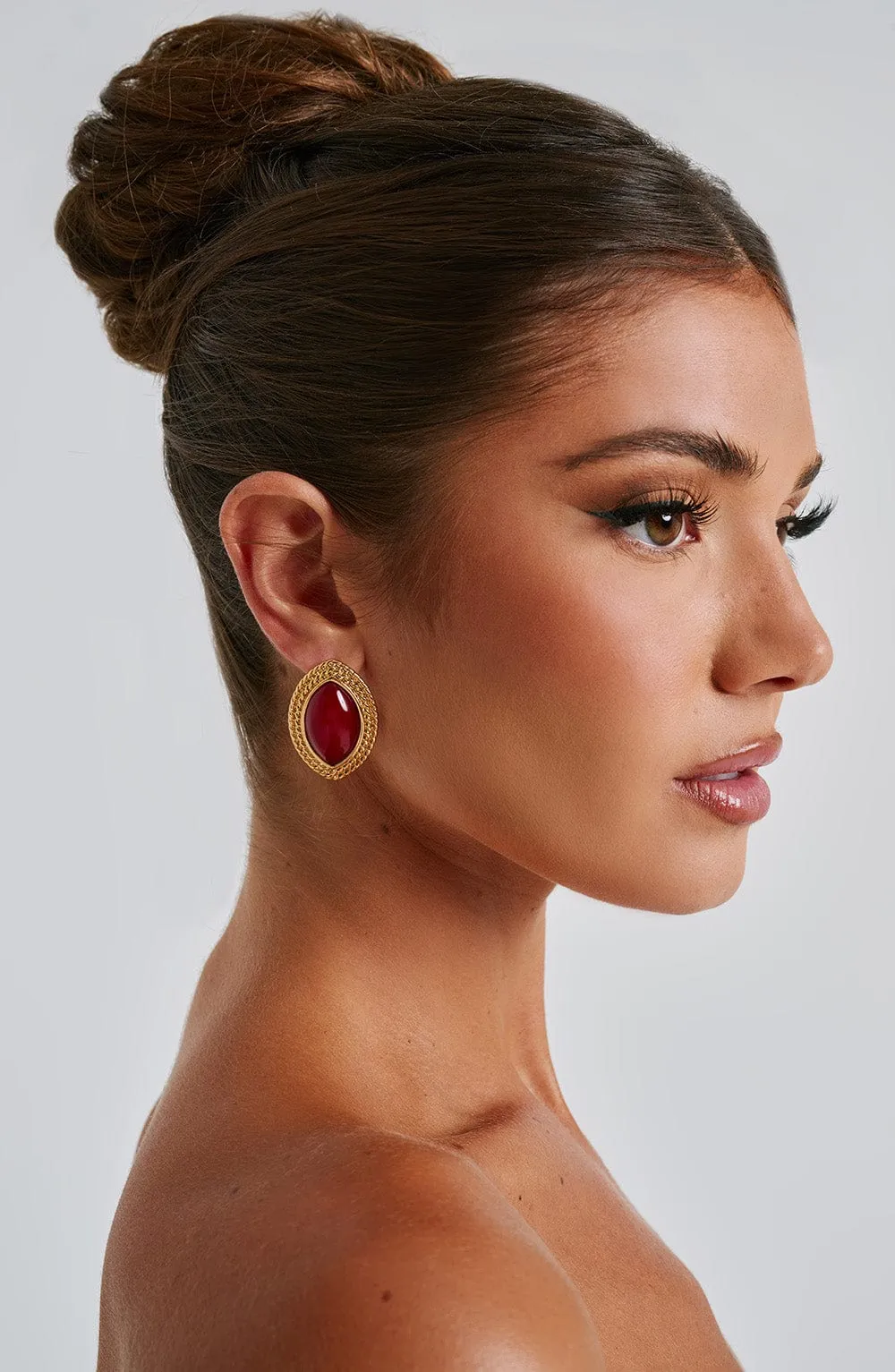 Azra Earrings - Red/Gold sold by Babyboo Fashion
