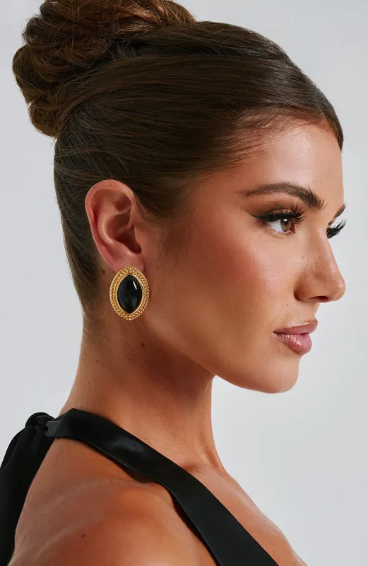Azra Earrings - Black/Gold sold by Babyboo Fashion