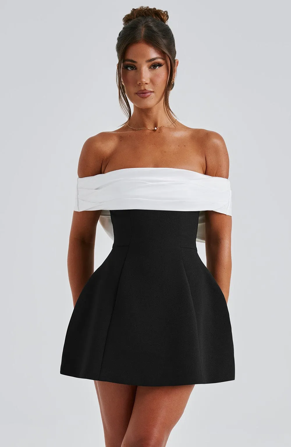 Delta Mini Dress - Black/White sold by Babyboo Fashion