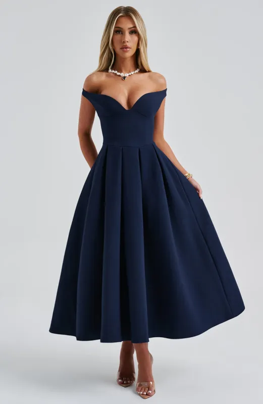 Lanetta Midi Dress - Navy sold by Babyboo Fashion