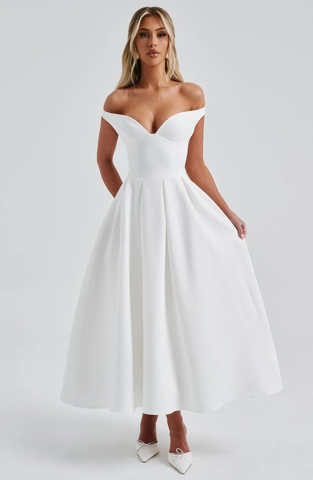 Lanetta Midi Dress - Ivory sold by Babyboo Fashion