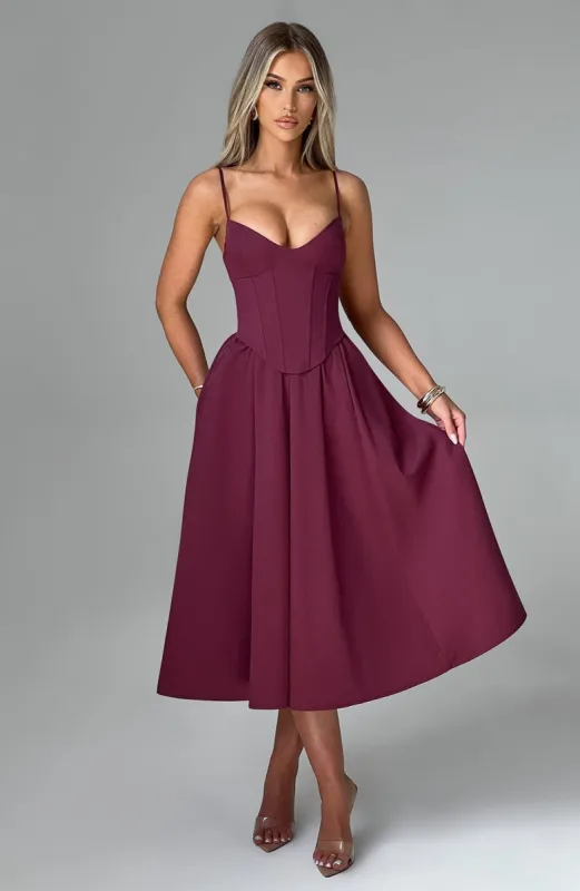 Mariella Midi Dress - Cherry Lacquer sold by Babyboo Fashion