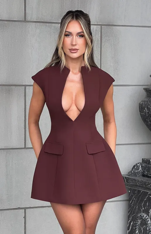 Suri Mini Dress - Brown sold by Babyboo Fashion