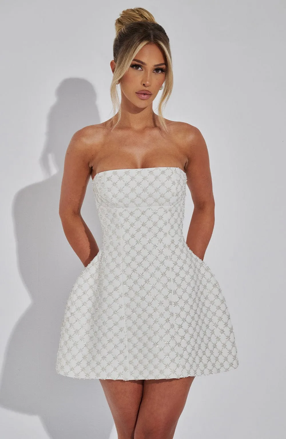 Beatrice Mini Dress - Ivory sold by Babyboo Fashion