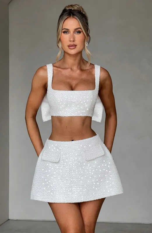 Kiri Mini Skirt - Ivory sold by Babyboo Fashion