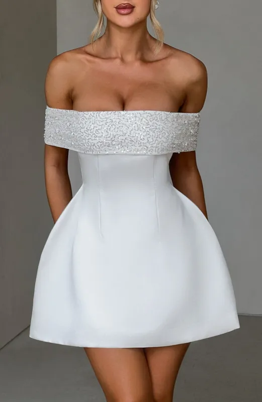 Noelle Mini Dress - Ivory sold by Babyboo Fashion