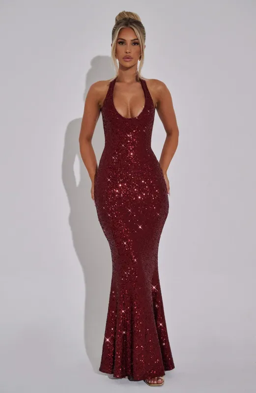 Odette Maxi Dress - Wine sold by Babyboo Fashion