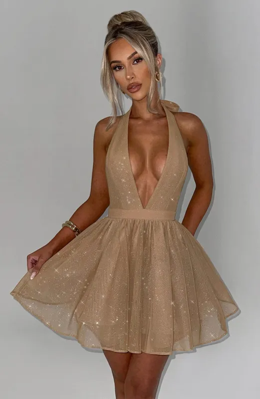 Pippa Mini Dress - Gold Sparkle sold by Babyboo Fashion