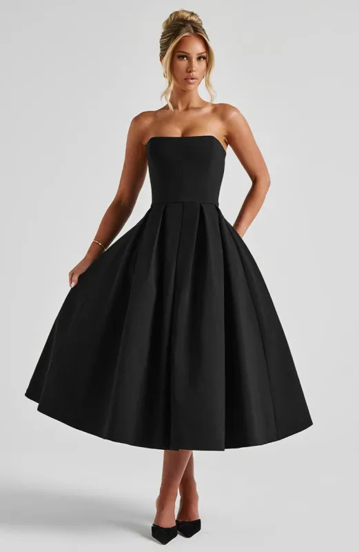 Edith Midi Dress - Black sold by Babyboo Fashion