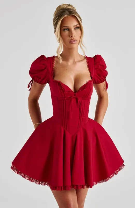 Annie Mini Dress - Red sold by Babyboo Fashion