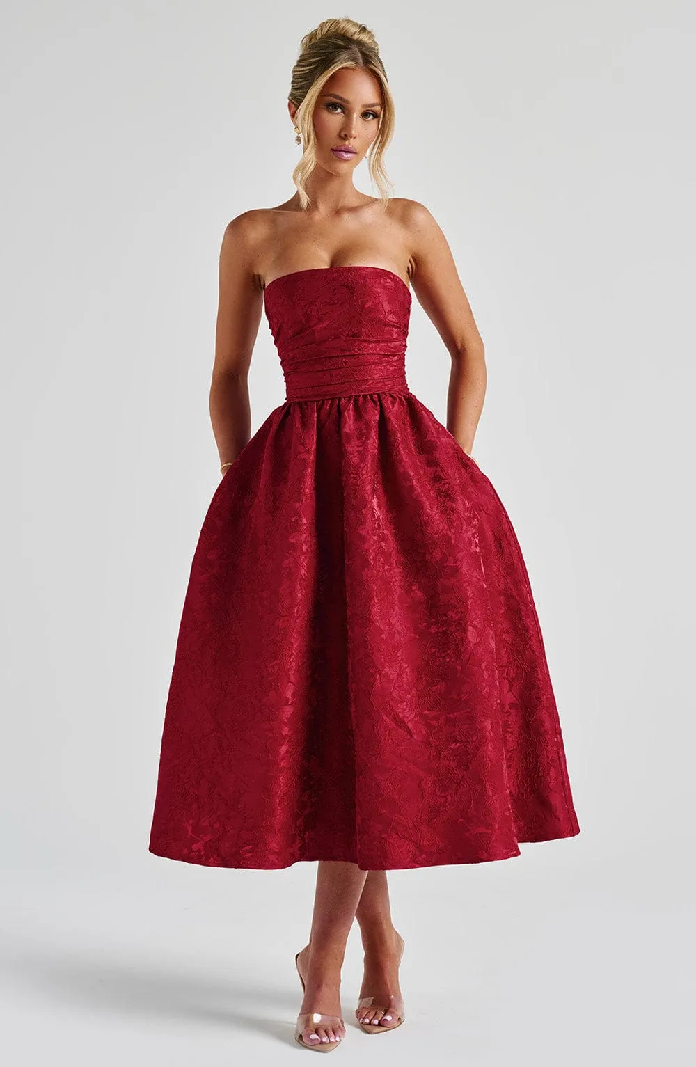 Saoirse Midi Dress - Red sold by Babyboo Fashion