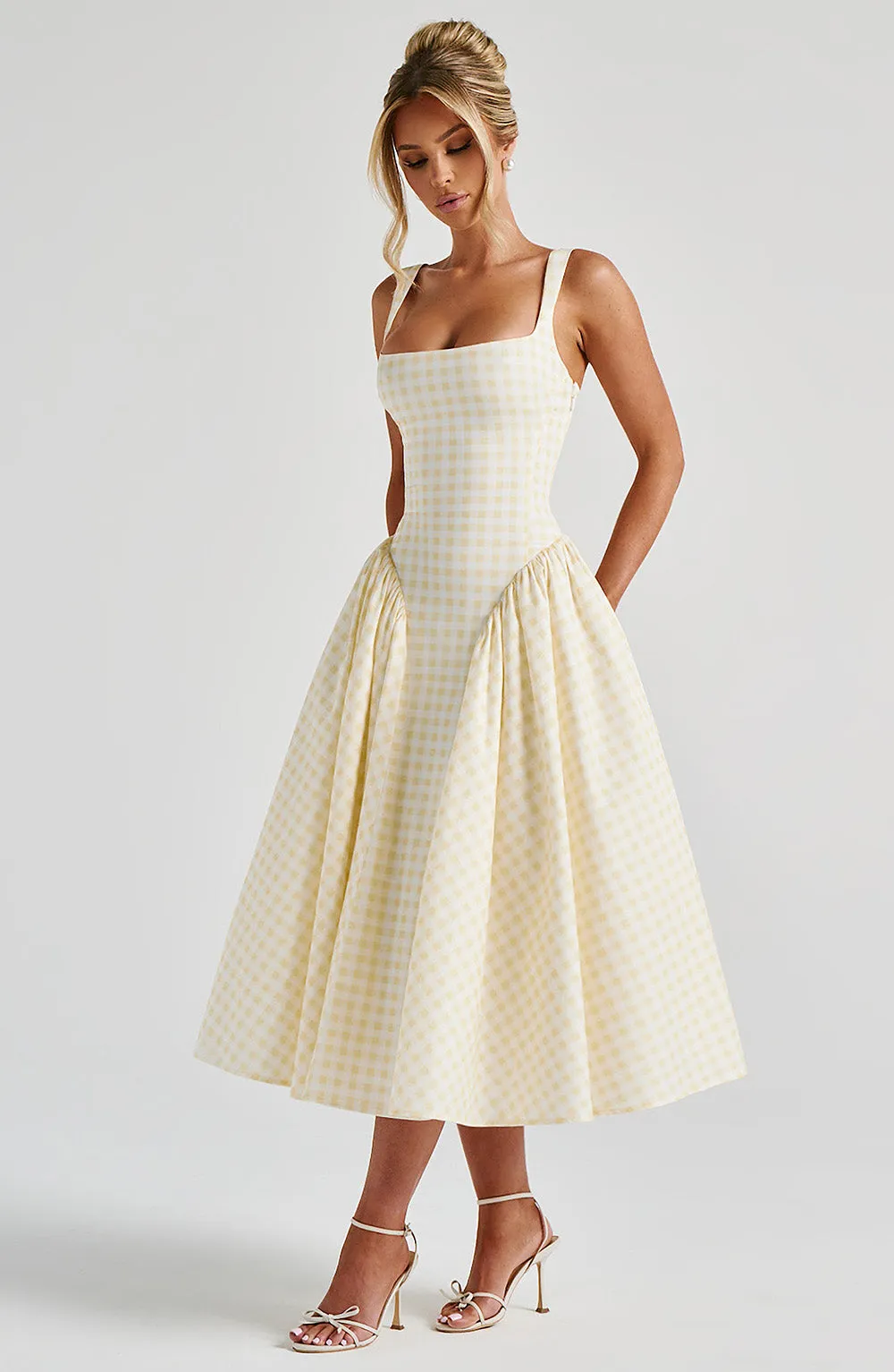 Sherrie Midi Dress - Lemon Gingham sold by Babyboo Fashion product image thumbnail 5