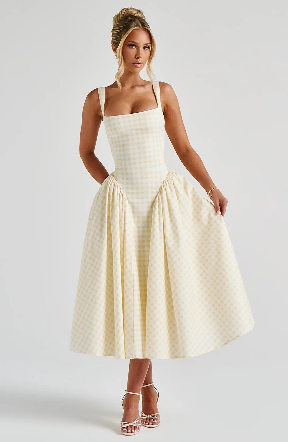 Sherrie Midi Dress - Lemon Gingham sold by Babyboo Fashion product image thumbnail 4