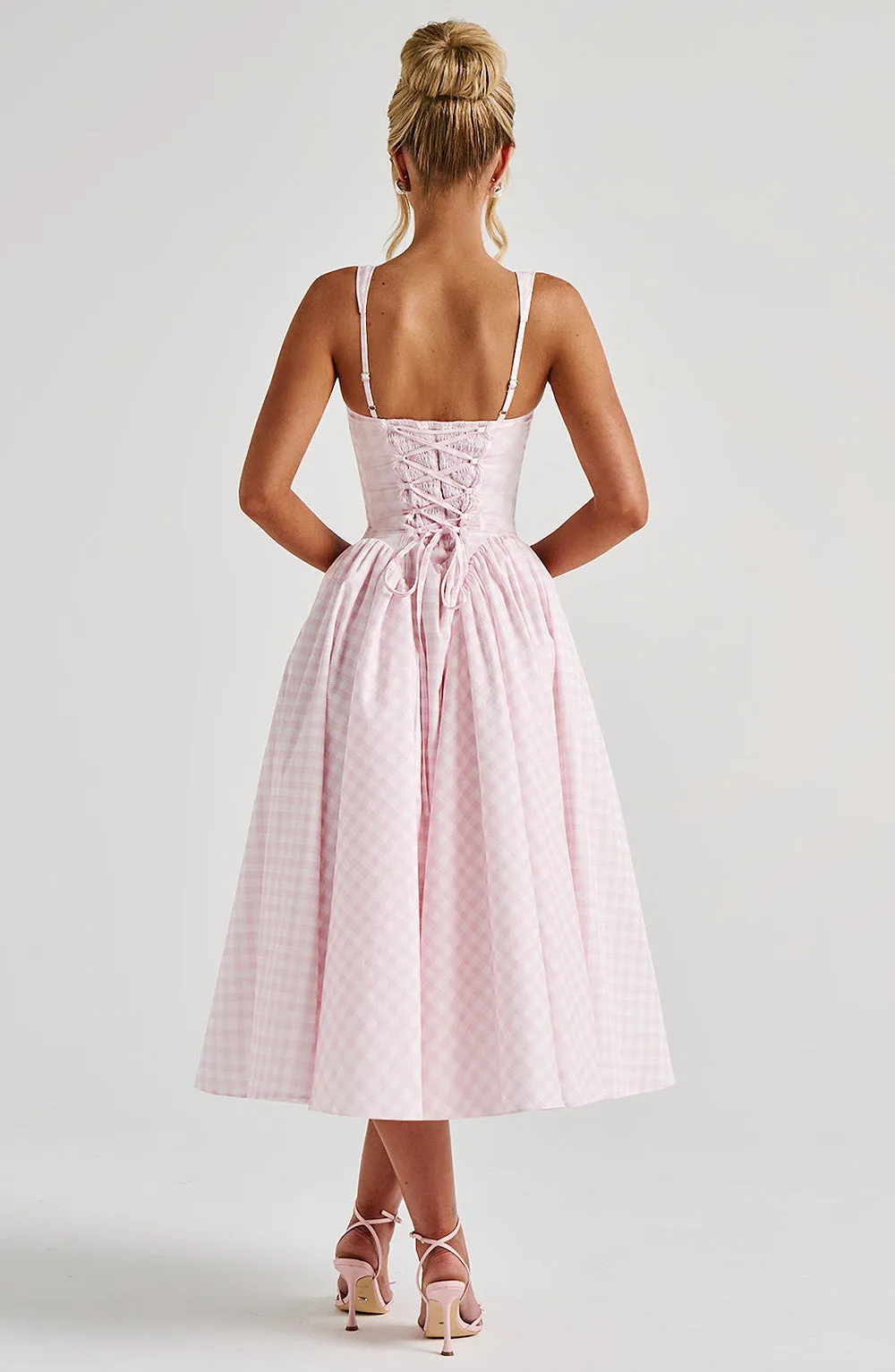 Sherrie Midi Dress - Blush Gingham sold by Babyboo Fashion product image thumbnail 3