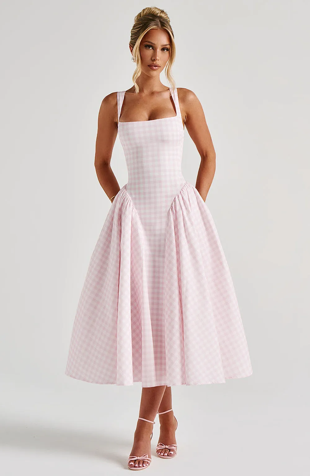 Sherrie Midi Dress - Blush Gingham sold by Babyboo Fashion product image thumbnail 2