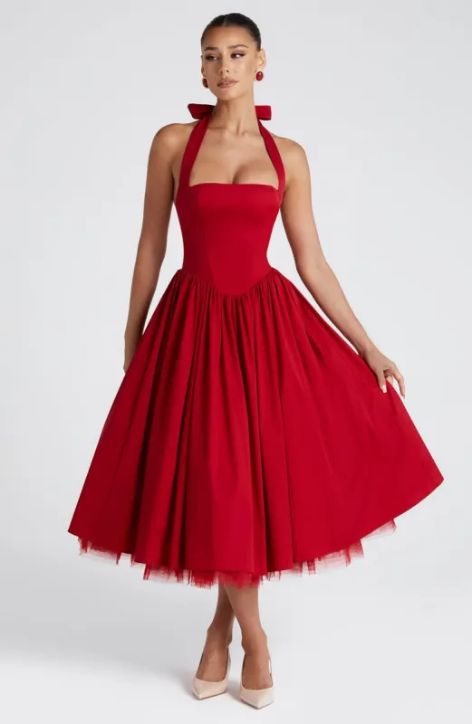 Cressida Midi Dress - Red made by Steve Madden