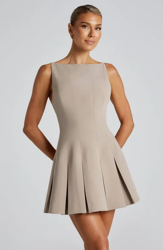 Rory Mini Dress - Taupe made by Babyboo Fashion