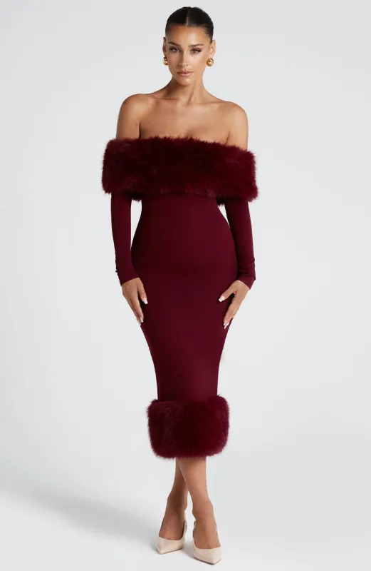 Vittoria Midi Dress - Wine sold by Babyboo Fashion