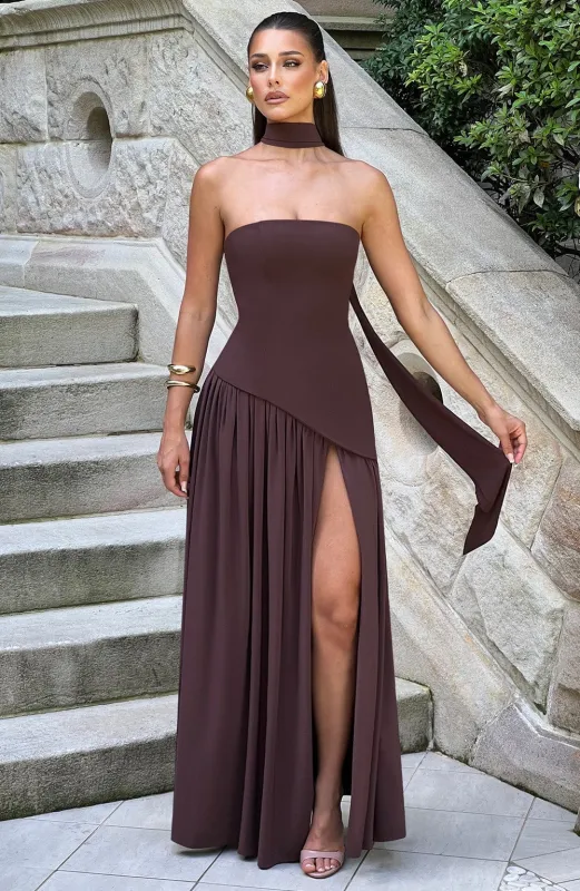 Maliyah Maxi Dress - Plum Brown sold by Babyboo Fashion