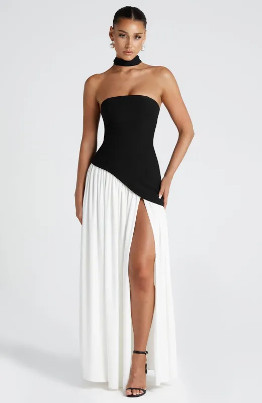Maliyah Maxi Dress - Black/White sold by Babyboo Fashion