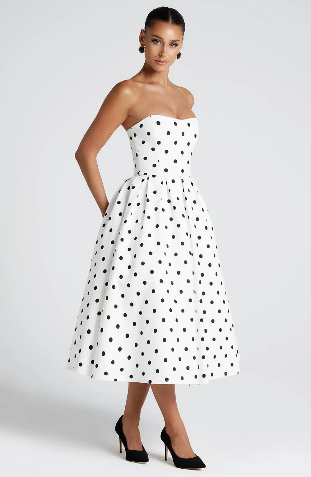 Edith Midi Dress - Black Polka Dot Print sold by Babyboo Fashion product image thumbnail 5