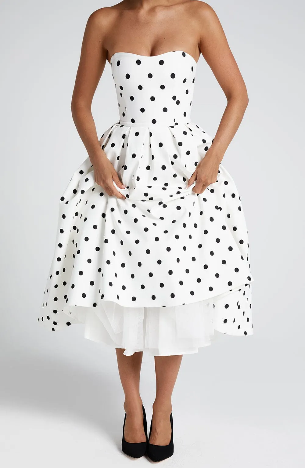 Edith Midi Dress - Black Polka Dot Print sold by Babyboo Fashion product image thumbnail 3