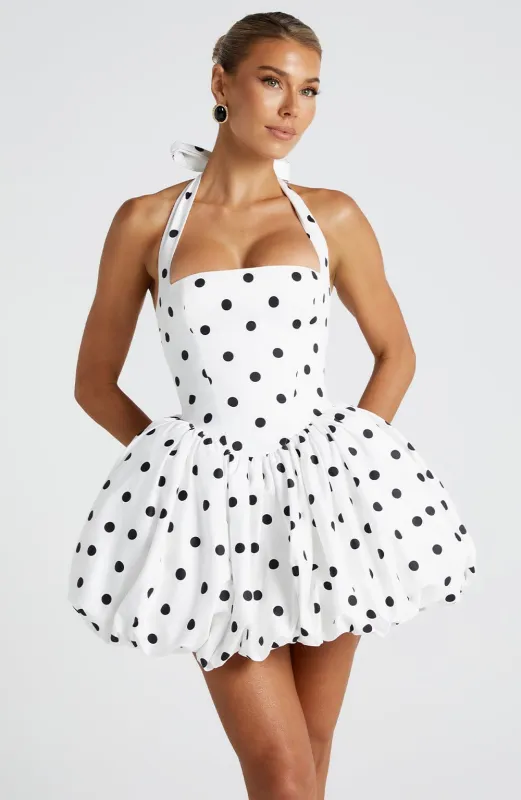 Maricia Mini Dress - Black Polka Dot Print sold by Babyboo Fashion