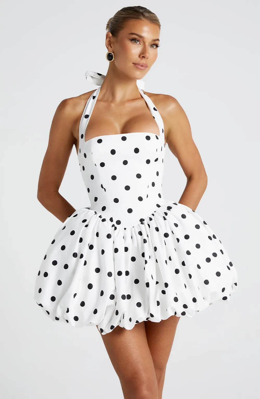 Maricia Mini Dress - Black Polka Dot Print sold by Babyboo Fashion