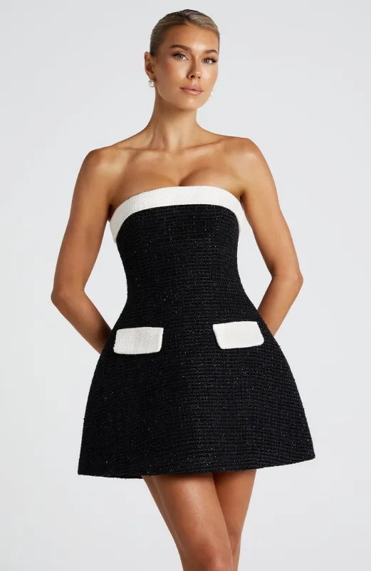 Sabine Mini Dress - Black/White sold by Babyboo Fashion