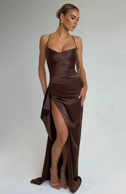Helen Maxi Dress - Plum Brown sold by Babyboo Fashion