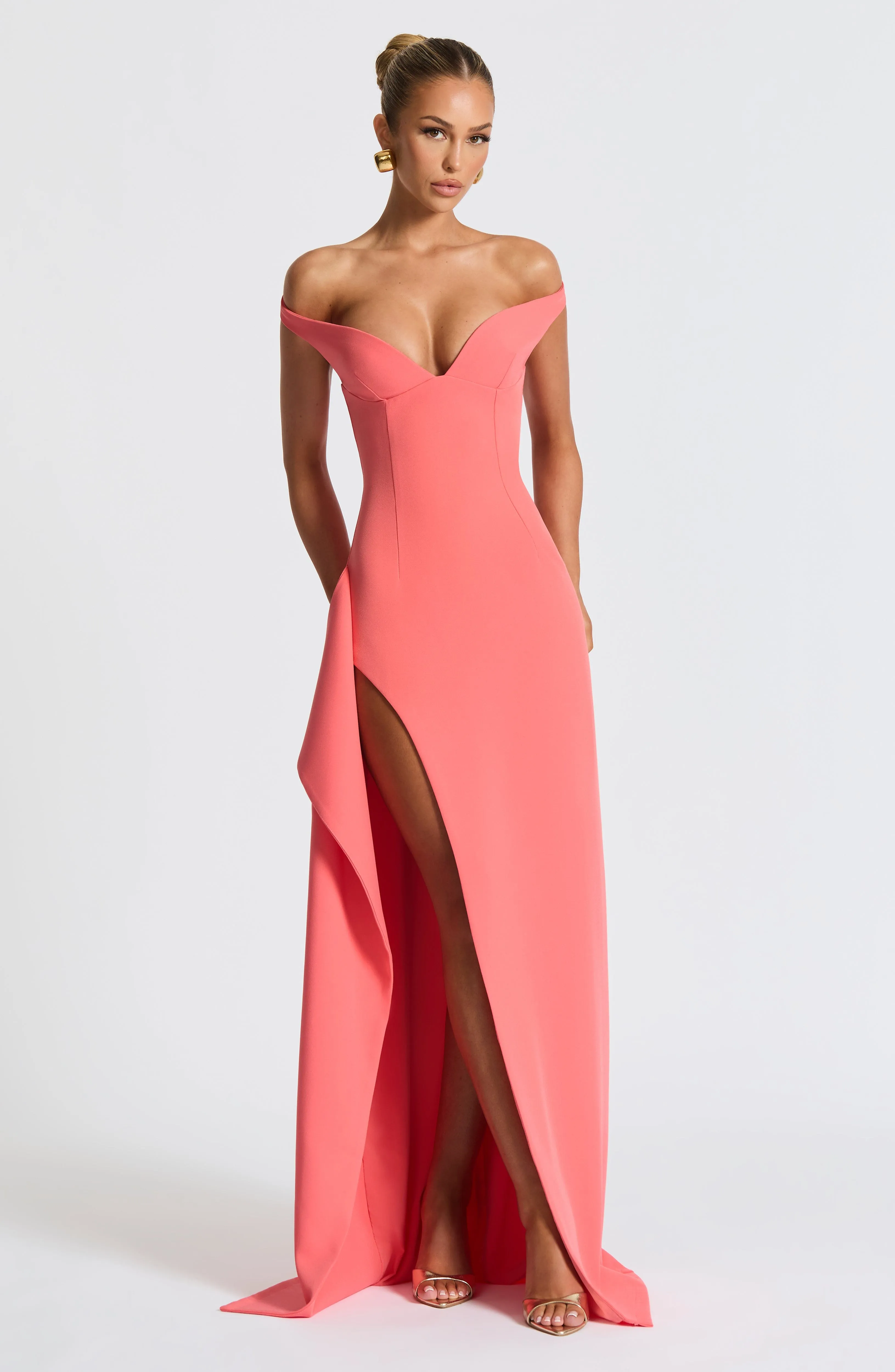 Khalesia Maxi Dress - Coral Pink sold by Babyboo Fashion