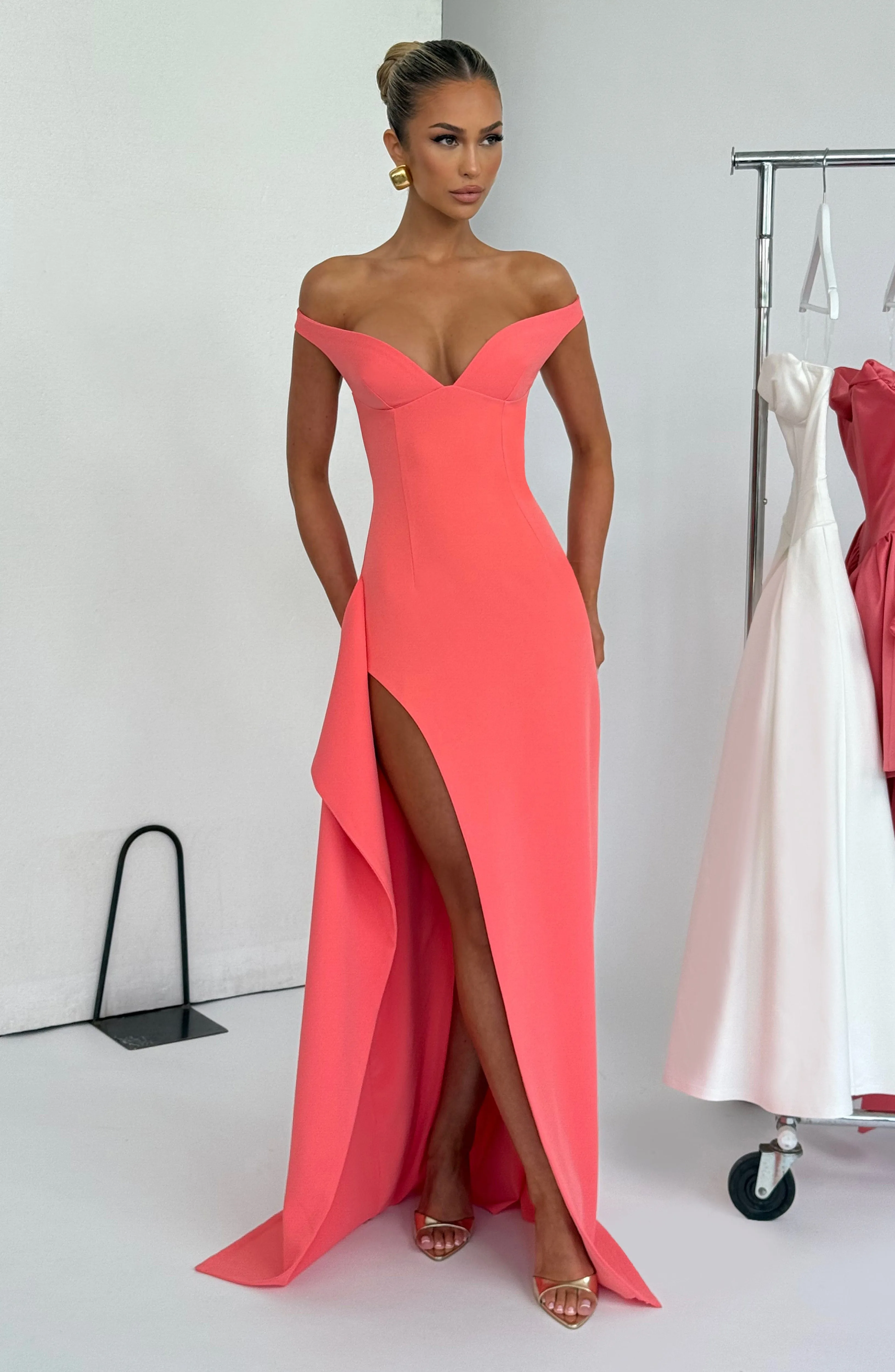Khalesia Maxi Dress - Coral Pink sold by Babyboo Fashion product image thumbnail 4
