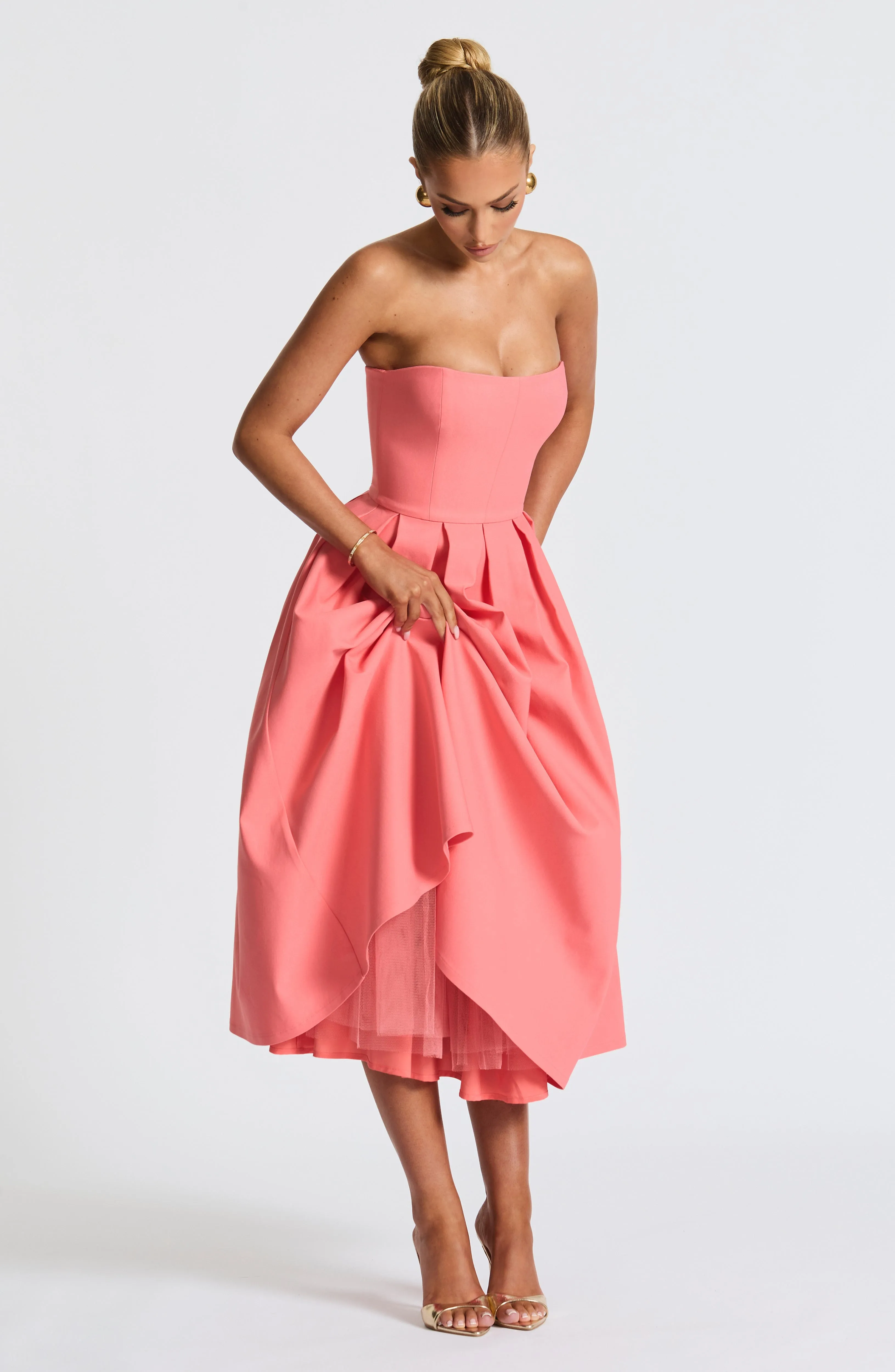 Edith Midi Dress - Coral Pink sold by Babyboo Fashion product image thumbnail 4