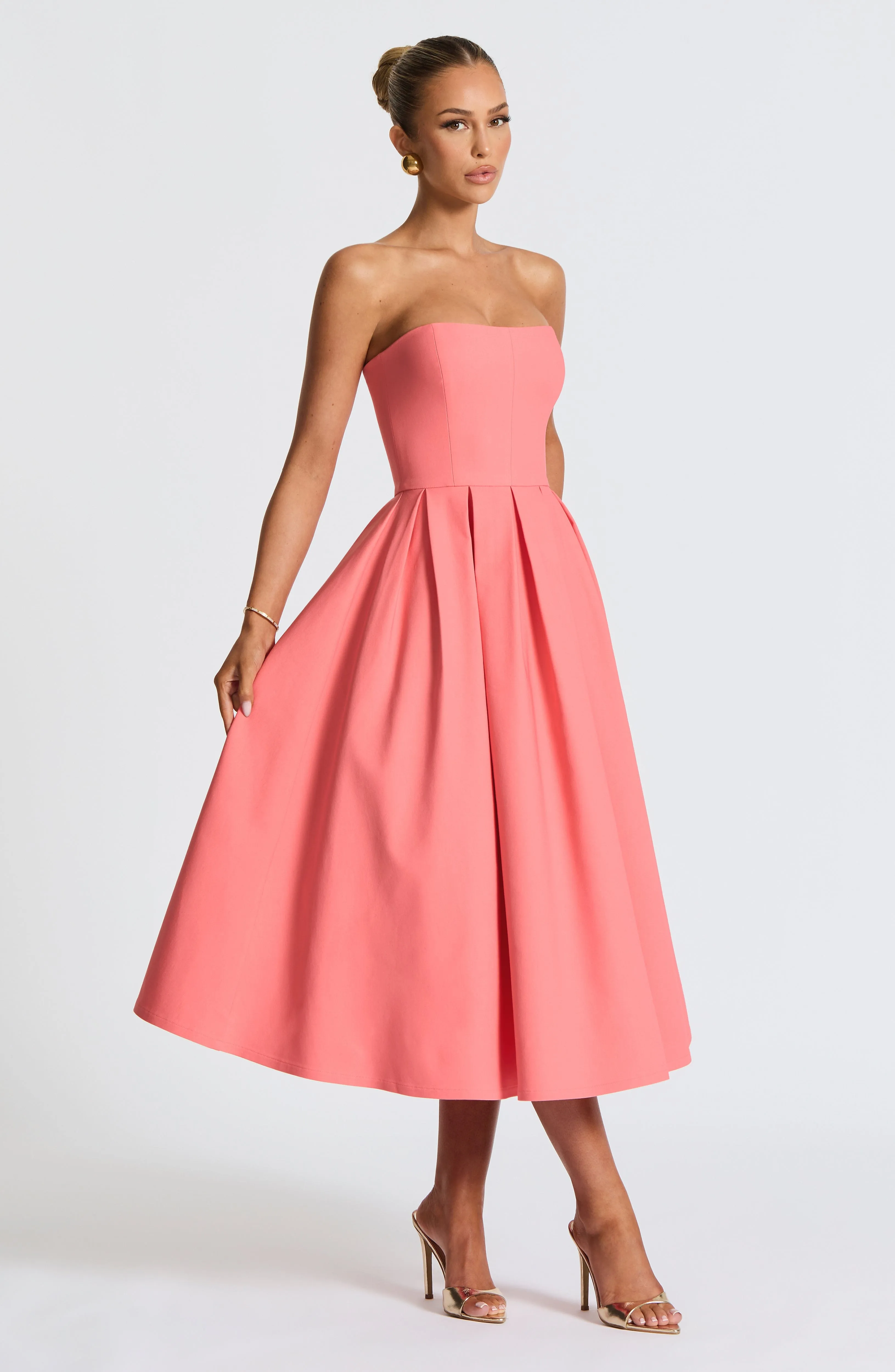 Edith Midi Dress - Coral Pink sold by Babyboo Fashion product image thumbnail 3