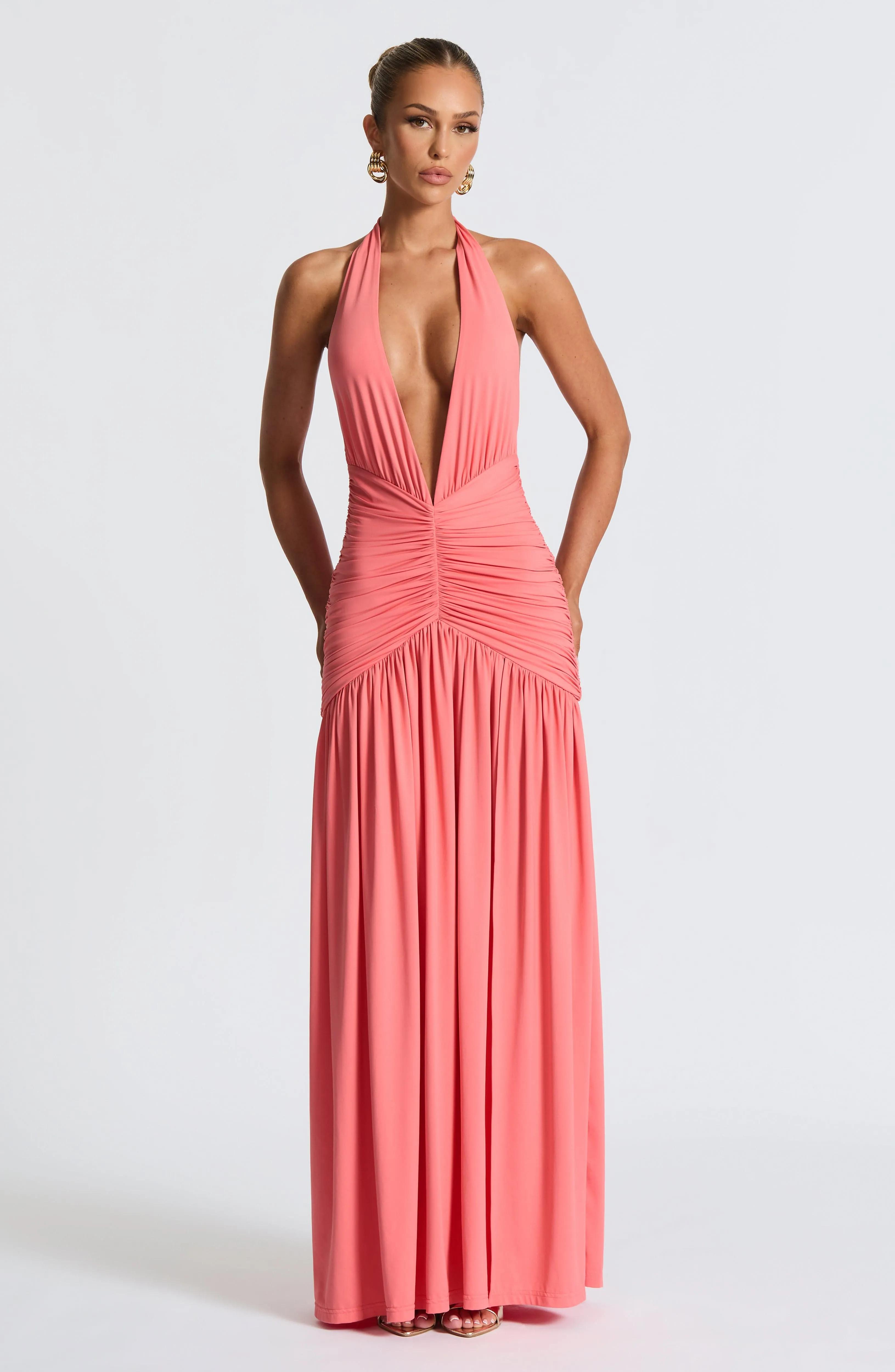 Melania Maxi Dress - Coral Pink sold by Babyboo Fashion product image thumbnail 5