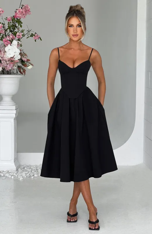 Mariella Midi Dress - Black sold by Babyboo Fashion