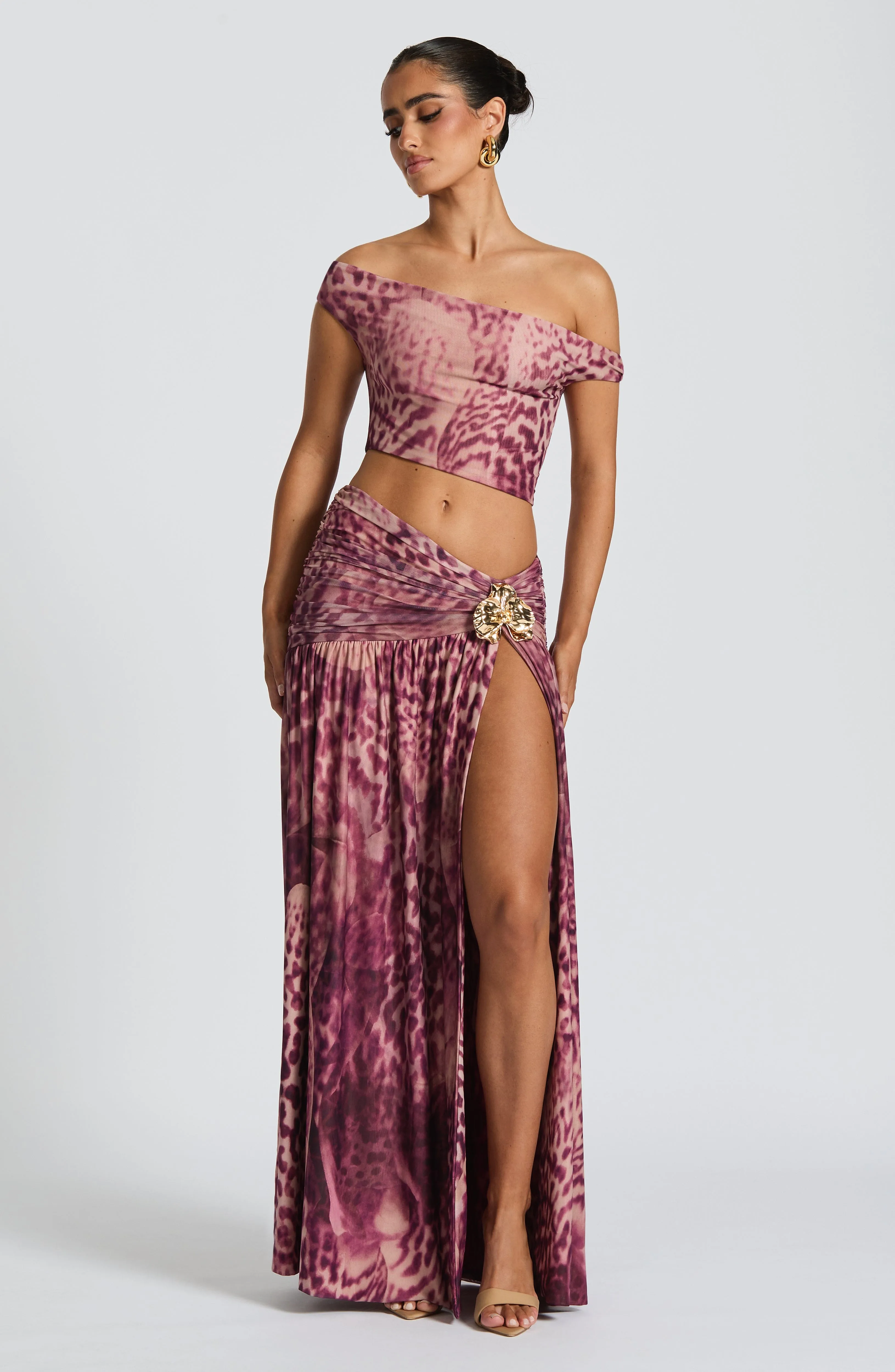 Saira Maxi Skirt - Magenta Orchid Print sold by Babyboo Fashion product image thumbnail 4