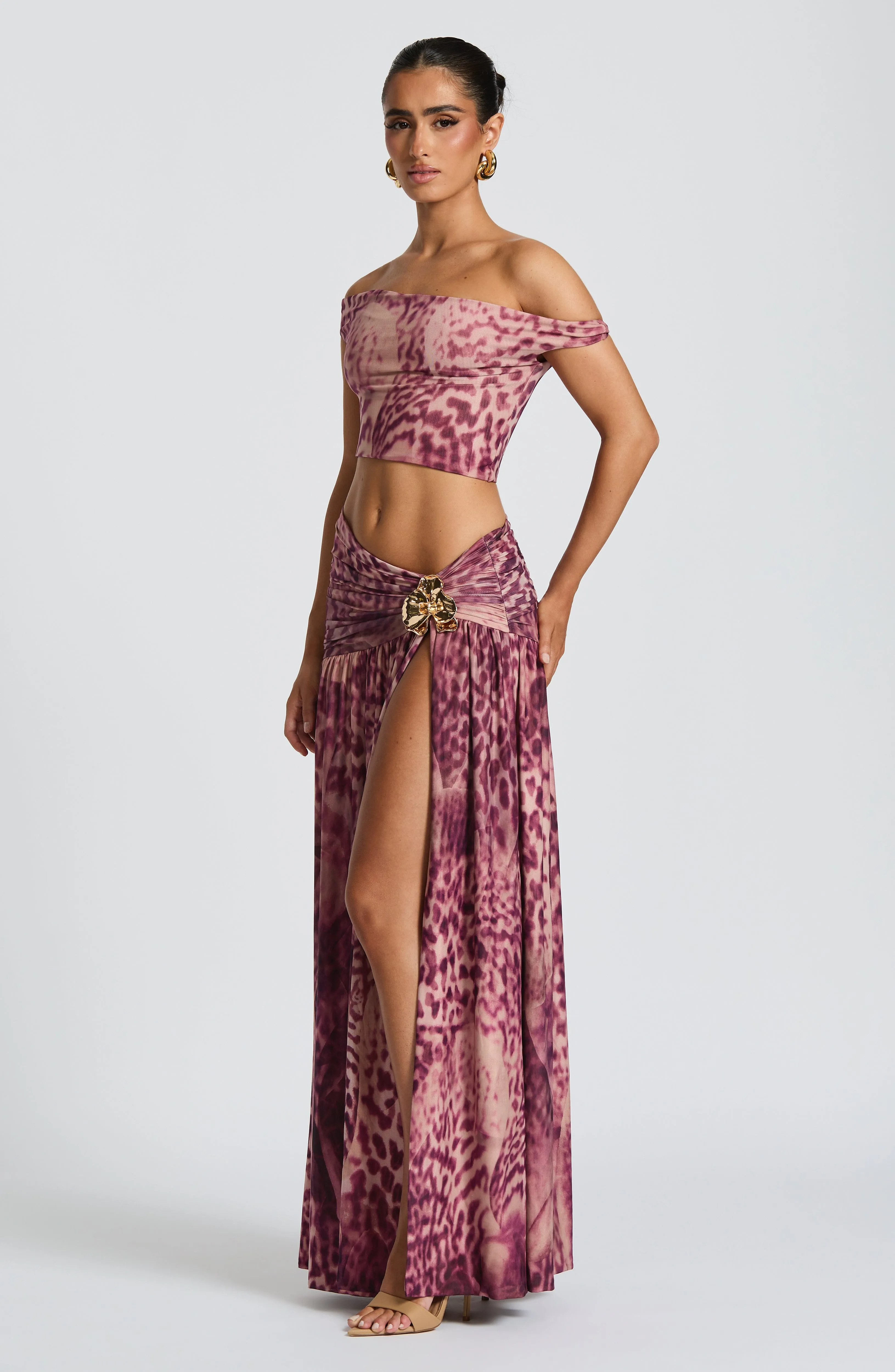 Saira Maxi Skirt - Magenta Orchid Print sold by Babyboo Fashion product image thumbnail 3