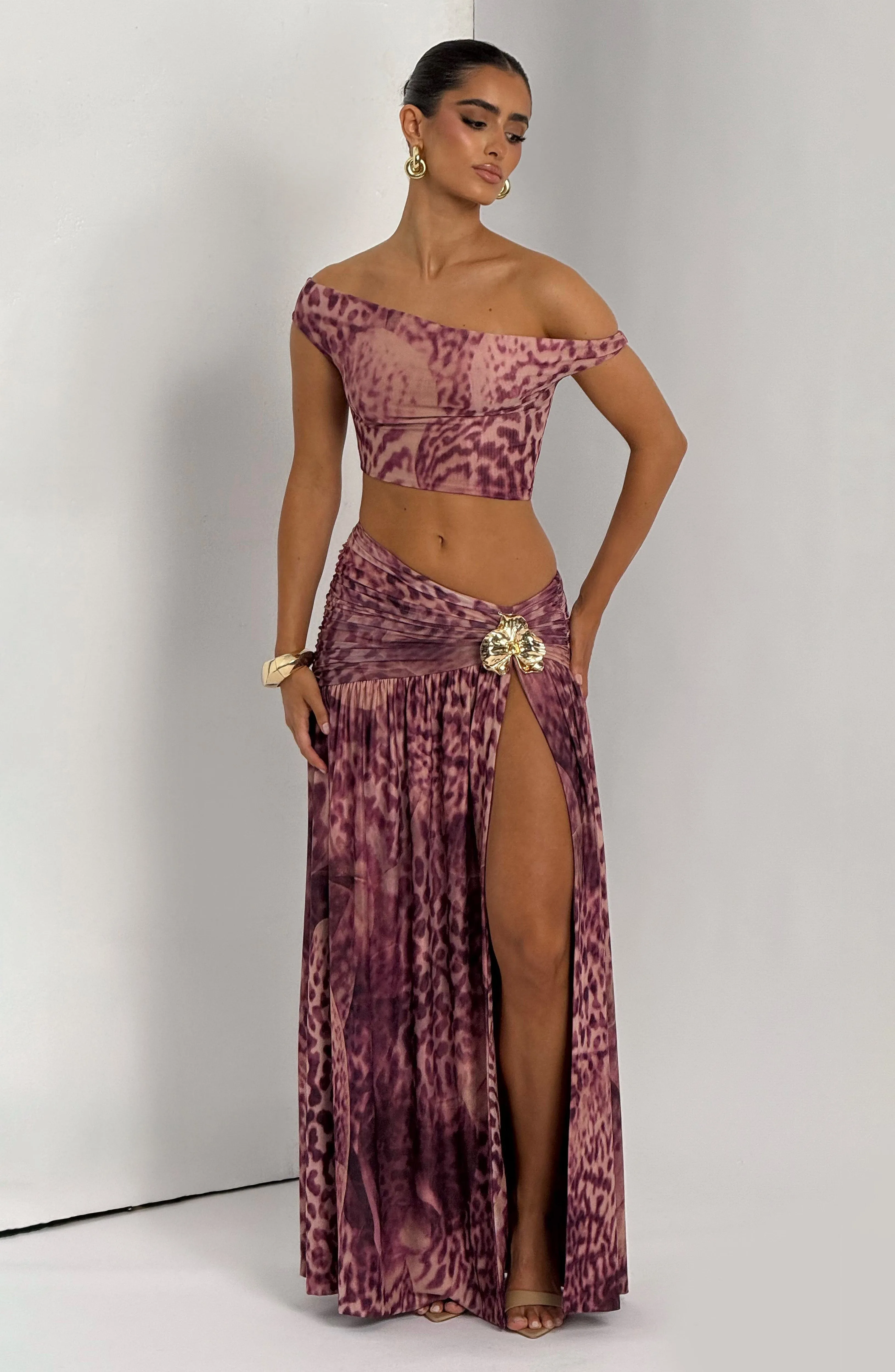 Saira Maxi Skirt - Magenta Orchid Print sold by Babyboo Fashion product image thumbnail 5