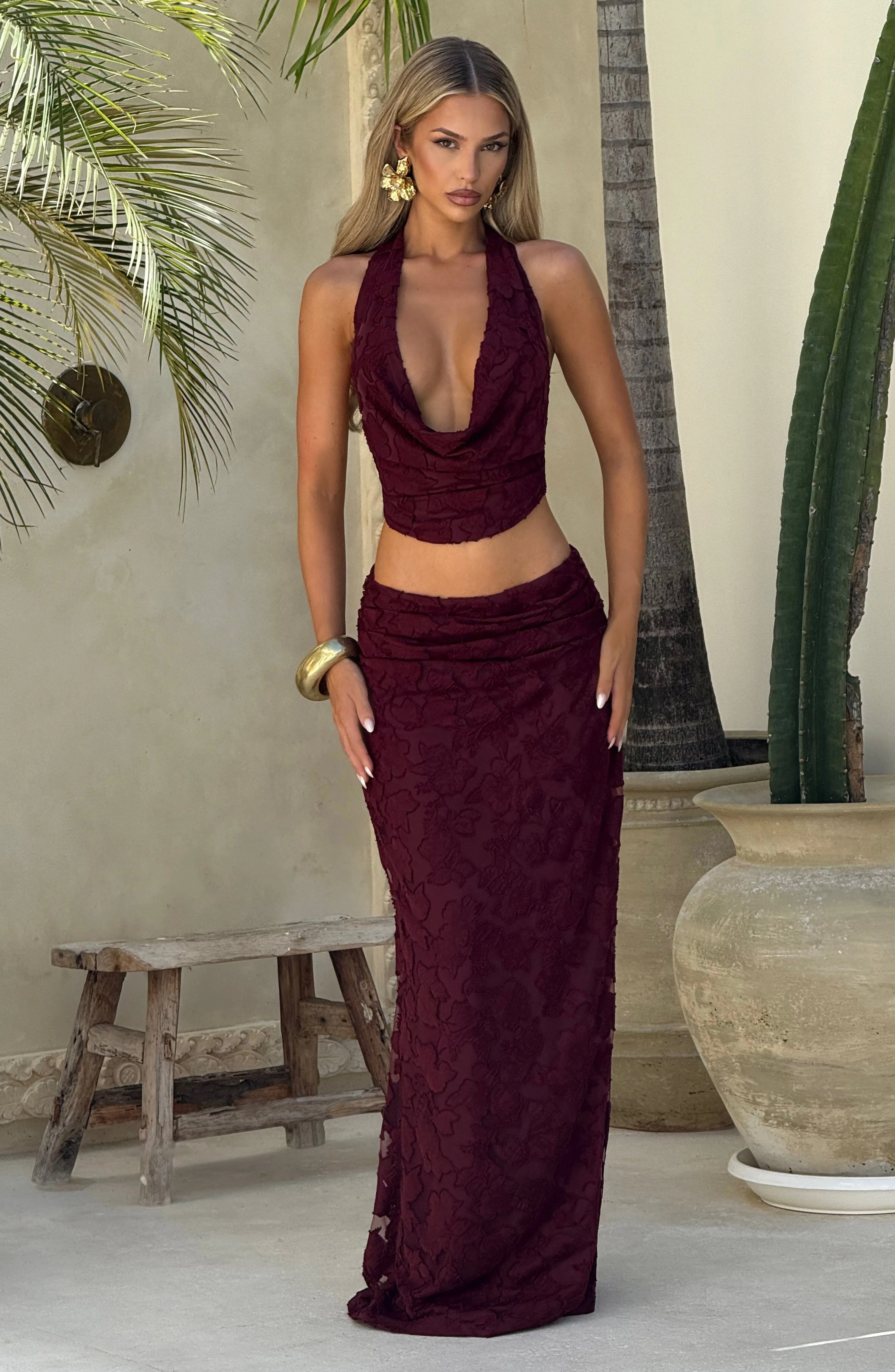 Myra Maxi Skirt - Cherry Lacquer sold by Babyboo Fashion